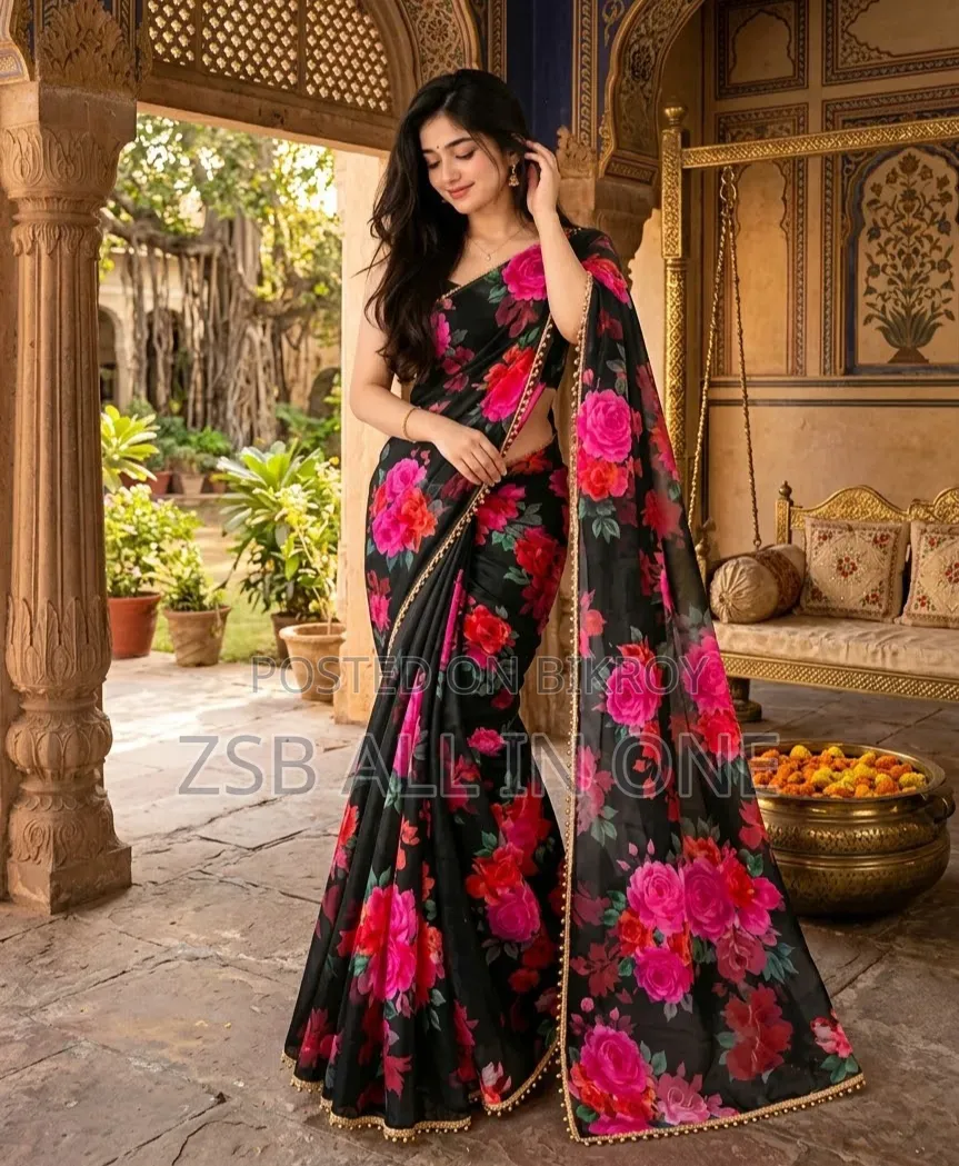 Premium Soft Georgette Saree With Pearl Work