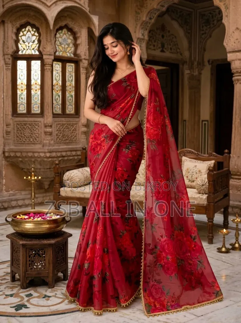 Premium Soft Georgette Saree With Pearl Work