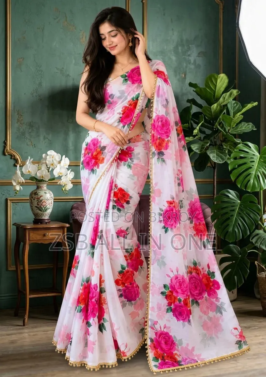 Premium Soft Georgette Saree With Pearl Work