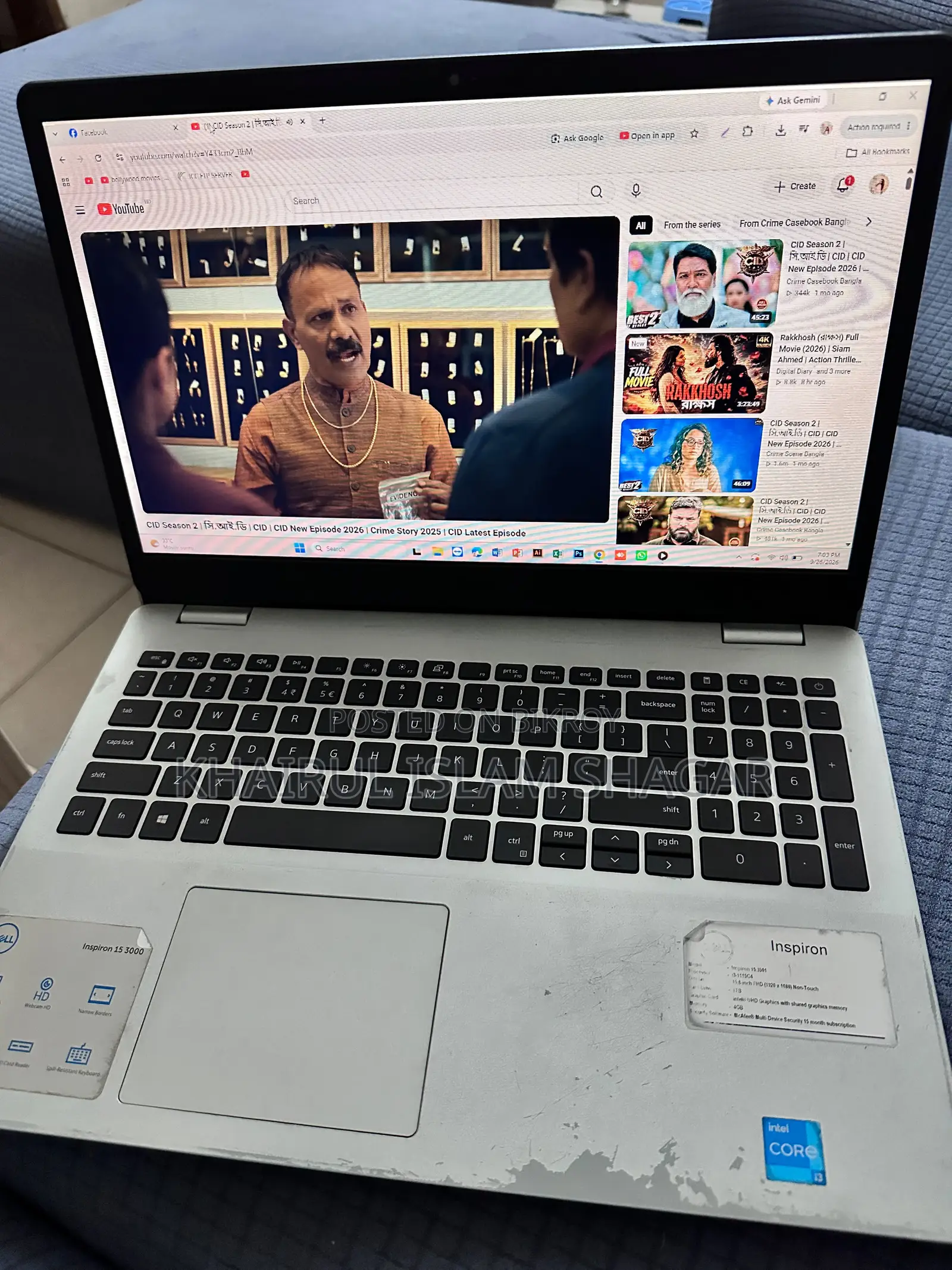 Laptop HP 15 4GB Intel Core i3 SSD 1T