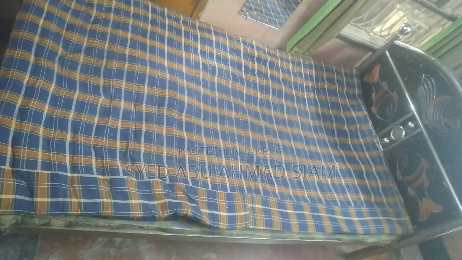 Used Single Bed for sale – with mattress and cushion