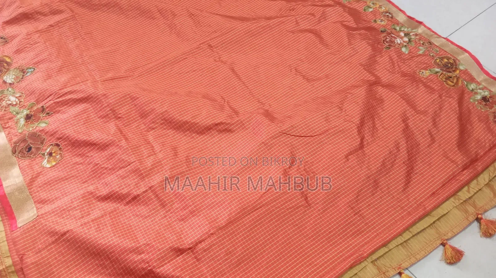Usha Silk Saree (embroidered) Without Blouse Piece