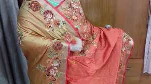 Usha Silk Saree (embroidered) Without Blouse Piece