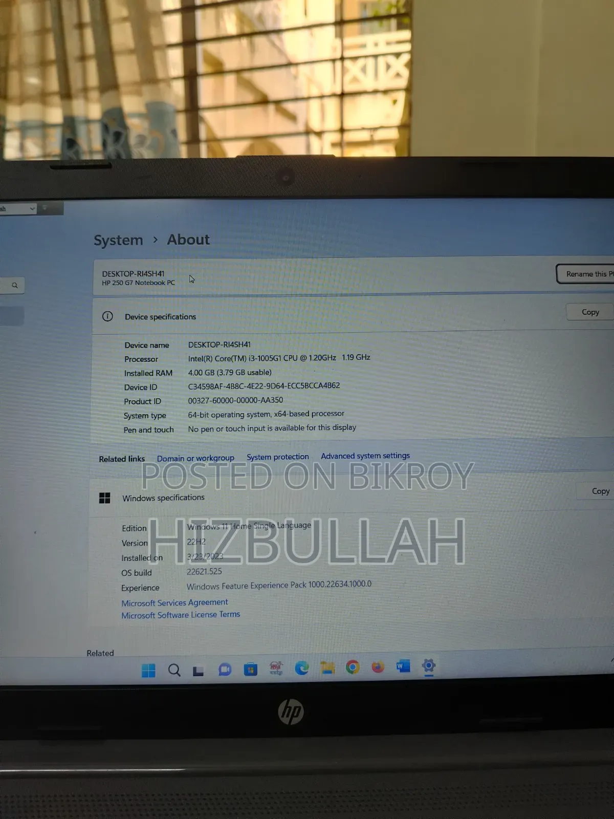 Laptop HP 250 G7 4GB Intel Core i3 HDD 500GB