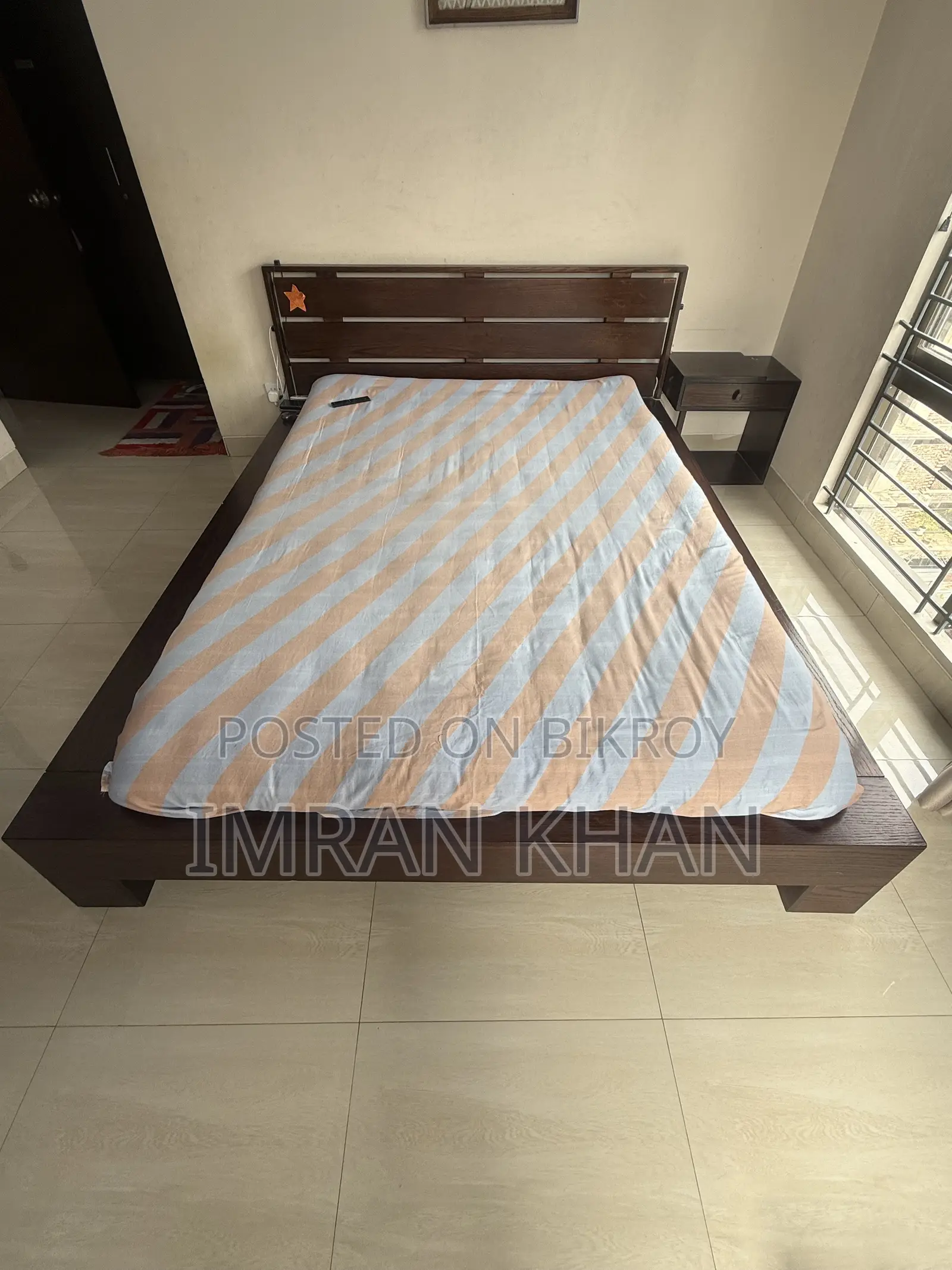 Navan Queen Bed With Side Table + Mattress