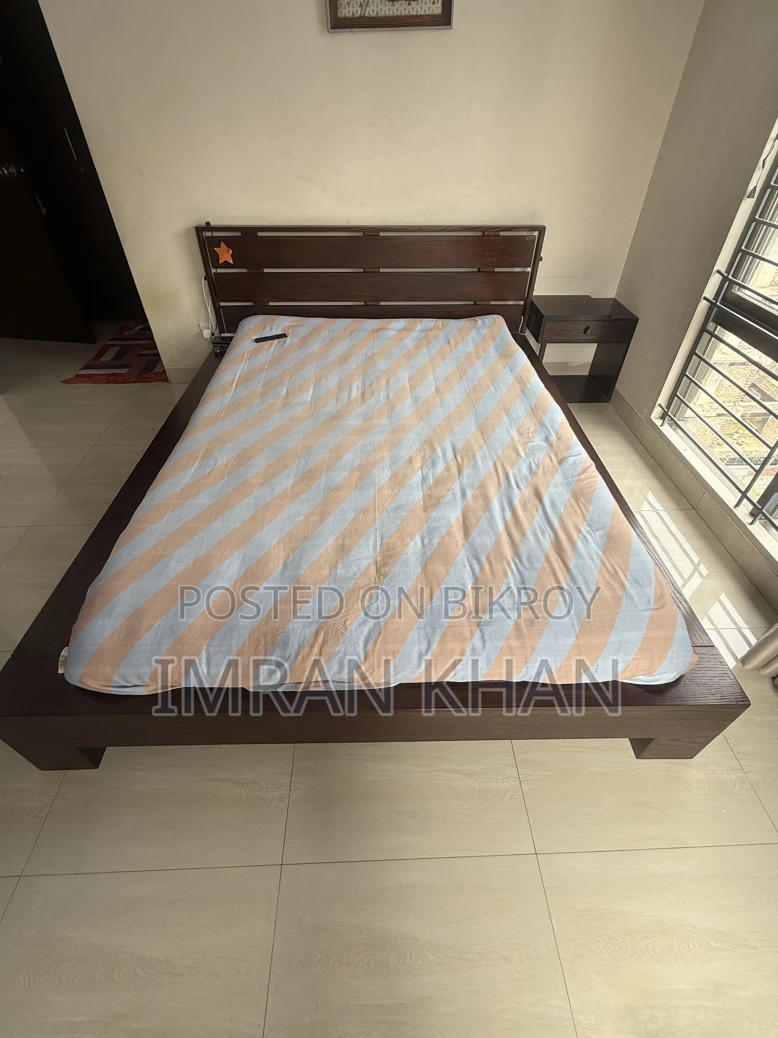 Navan Queen Bed With Side Table + Mattress