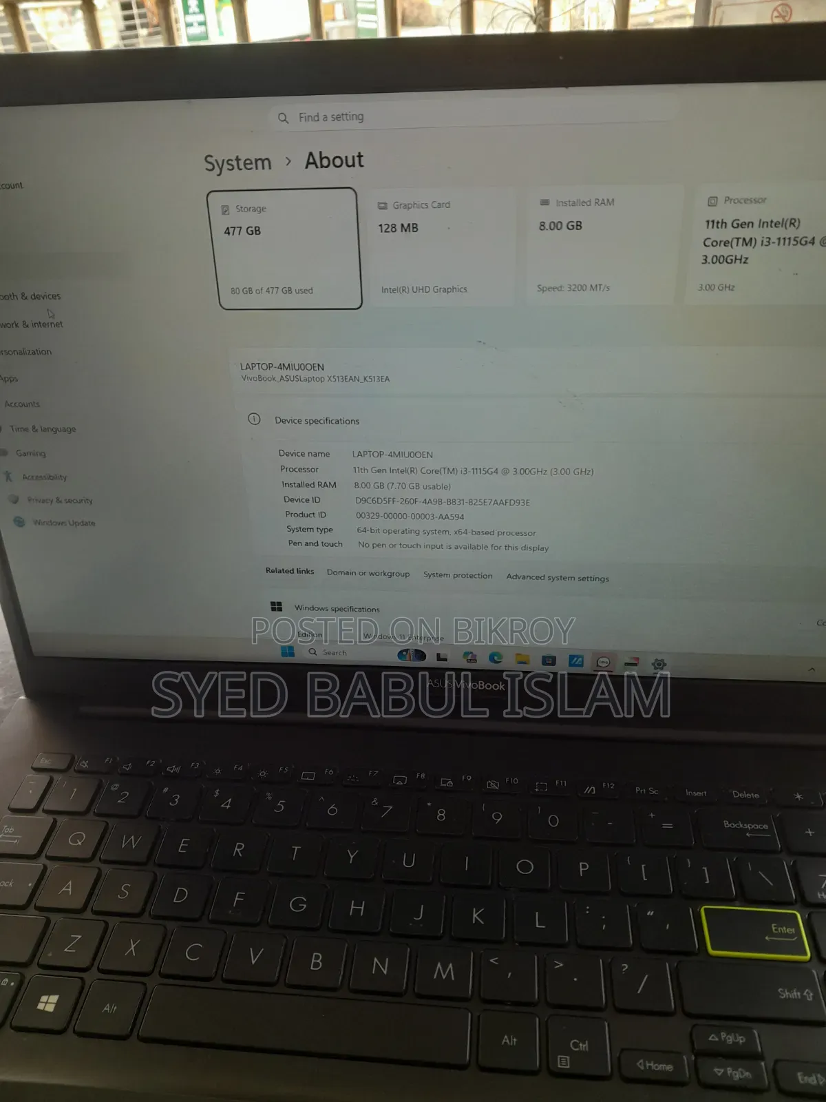 Laptop Asus Vivobook 14 8GB Intel Core i3 SSD 500GB