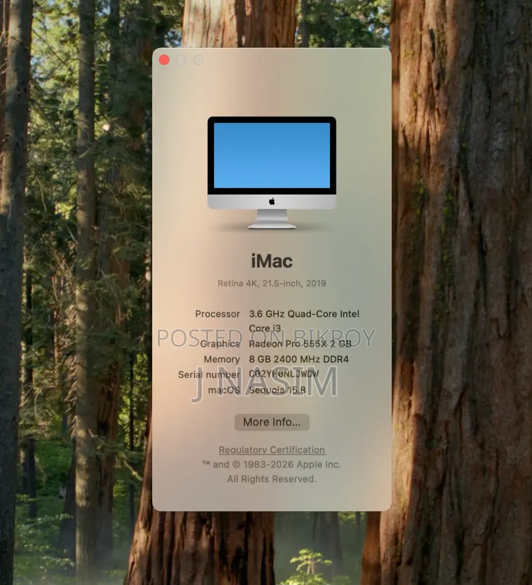 Desktop Computer Apple iMac 8GB Intel Core i3 SSD 512GB