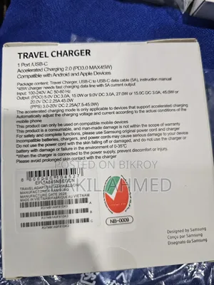 Samsung NFC 45W PD Adapter
USB-C to USB-C Cable (5A)