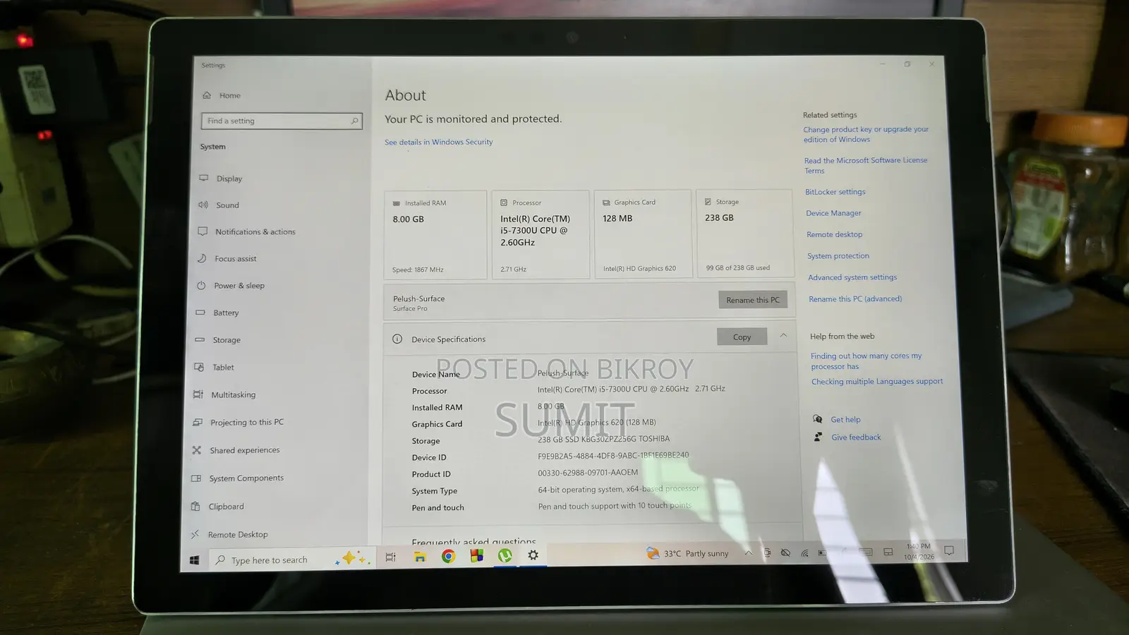 Laptop Microsoft Surface Pro 5 8GB Intel Core i5 eMMC 256GB