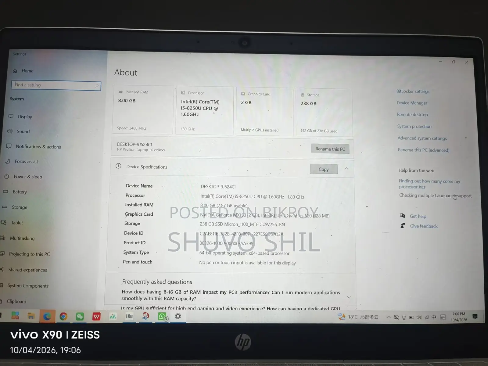 Laptop HP Pavilion 14 8GB Intel Core i5 SSD 256GB