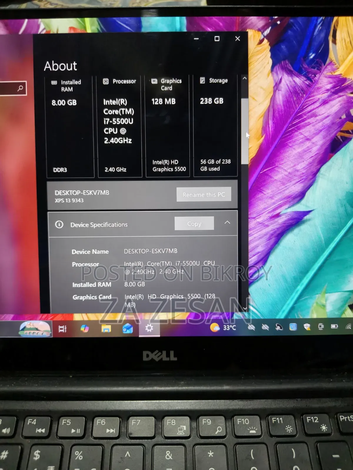 Laptop Dell XPS 13 (9343) 8GB Intel Core i7 HDD+SSD 256GB