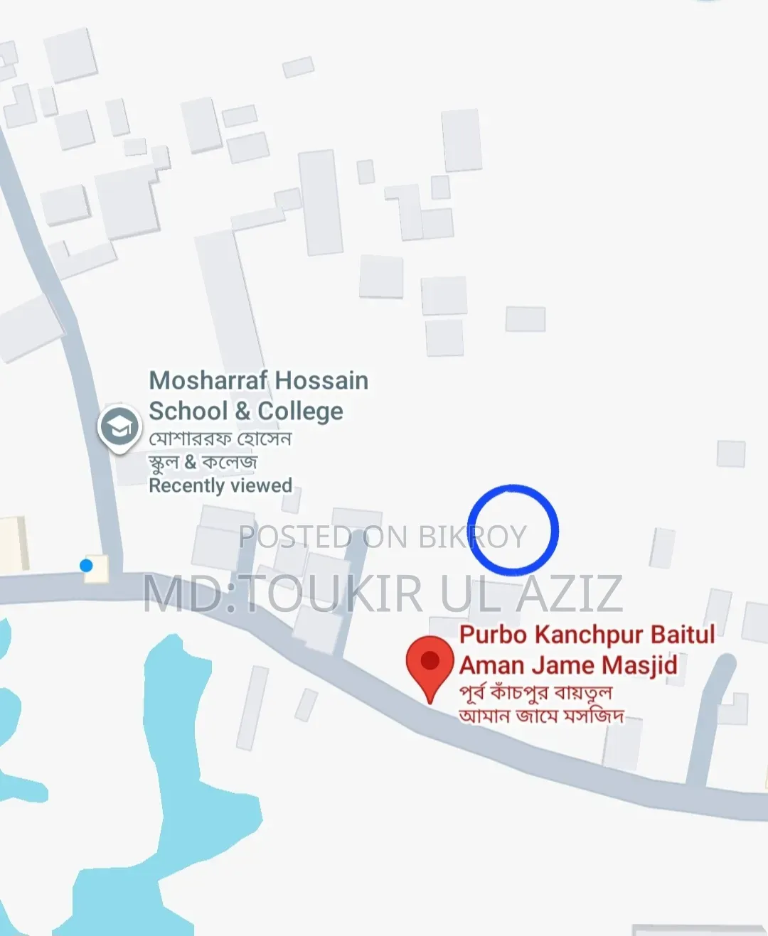 Clear land for sale right behind Purba Kanchpur Baitul Aman Mosque