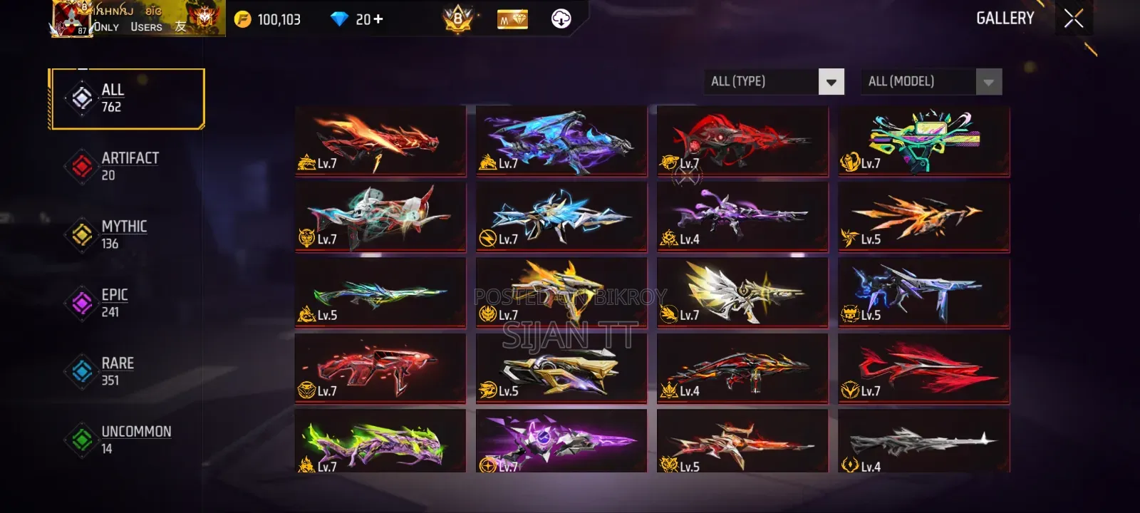 87 Levle Free Fire