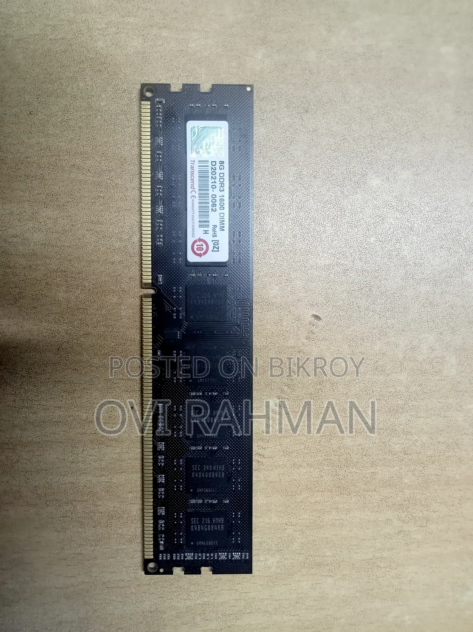 Transcend 8GB DDR3 1600MHz Desktop RAM