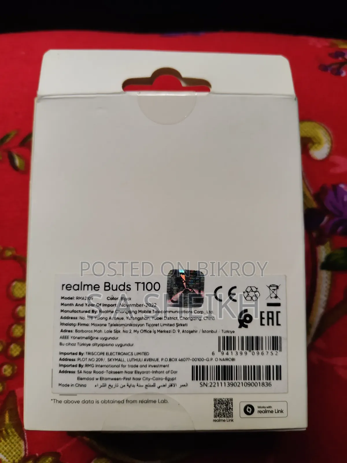 রিয়েলমি বাডস টি১০০