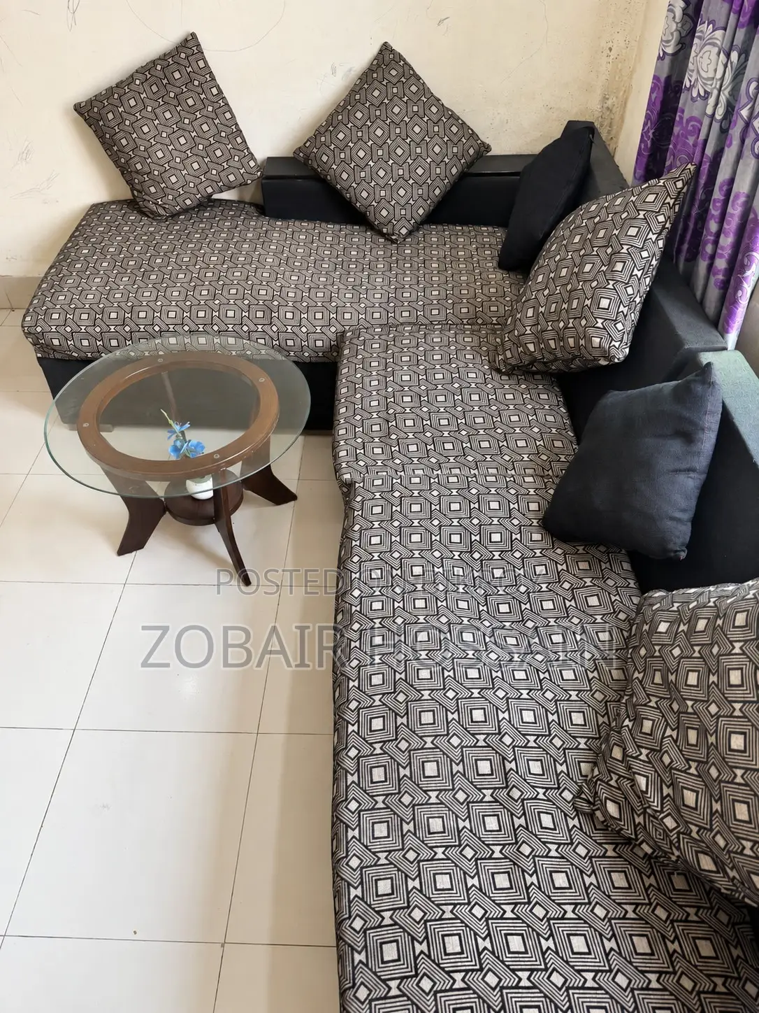 Used L-Shape Wooden Sofa Set for Sale