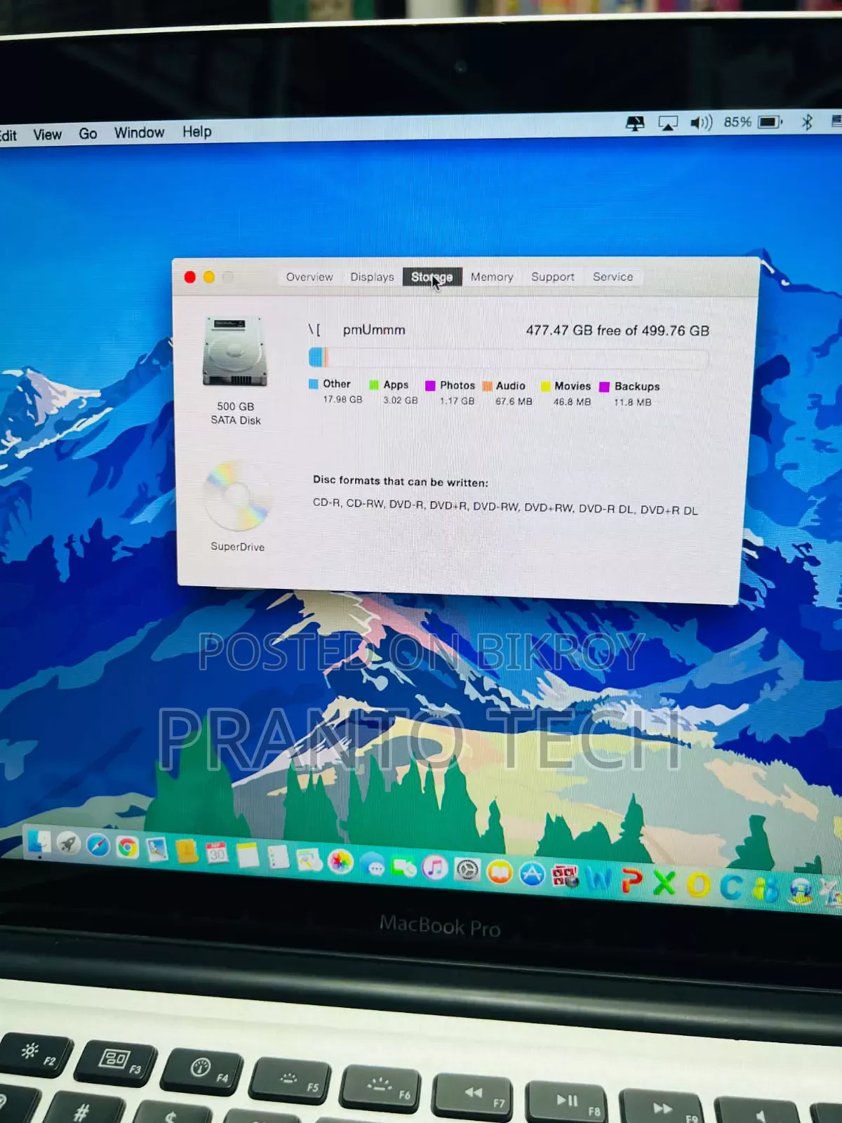 Laptop Apple MacBook Pro 8GB Intel Core i7 HDD 500GB