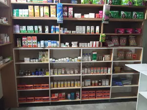 Wooden racks and counter table for pharmacy / shop for sale.