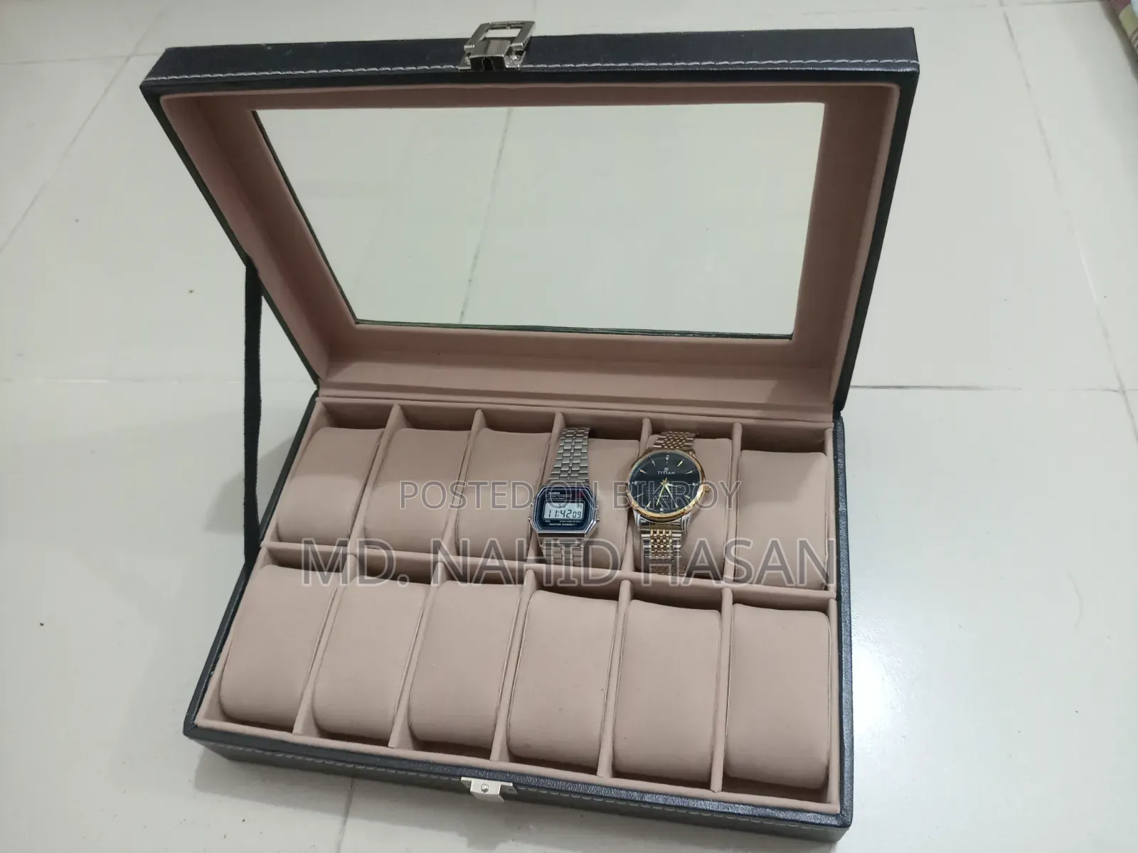 Premium PU Leather 12 Slot Watch Storage Box and Display Case