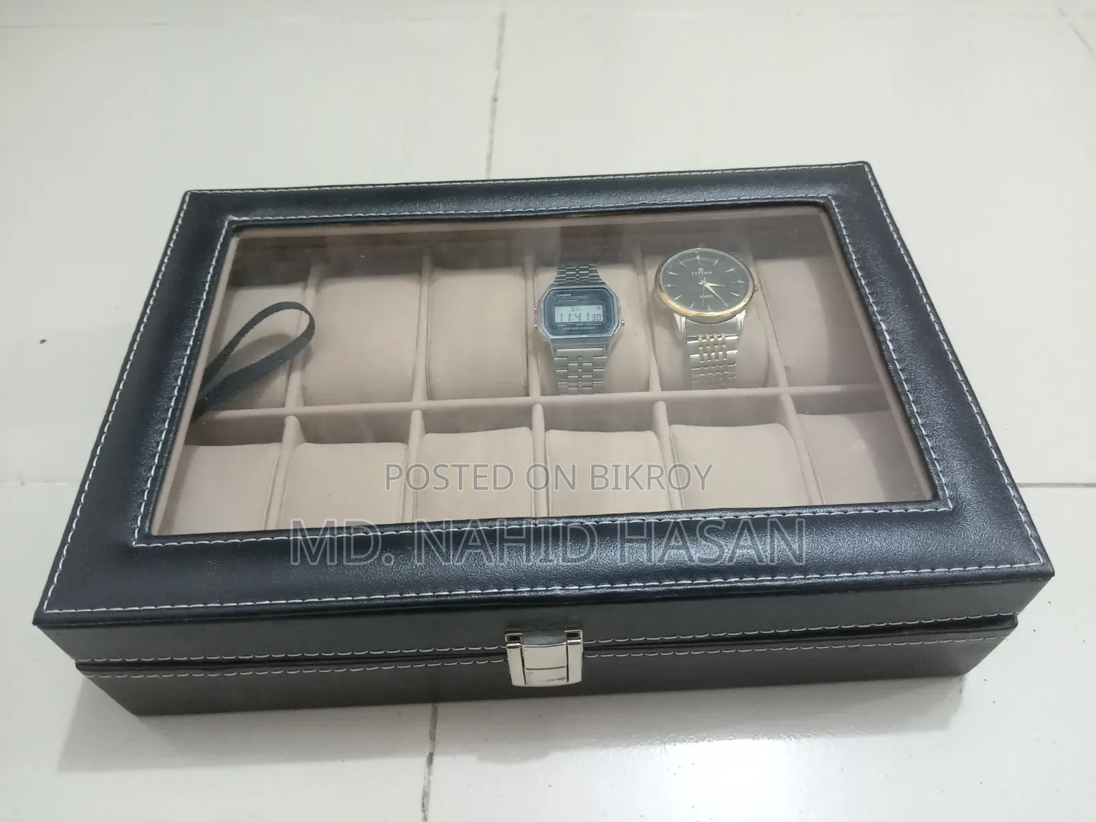 Premium PU Leather 12 Slot Watch Storage Box and Display Case