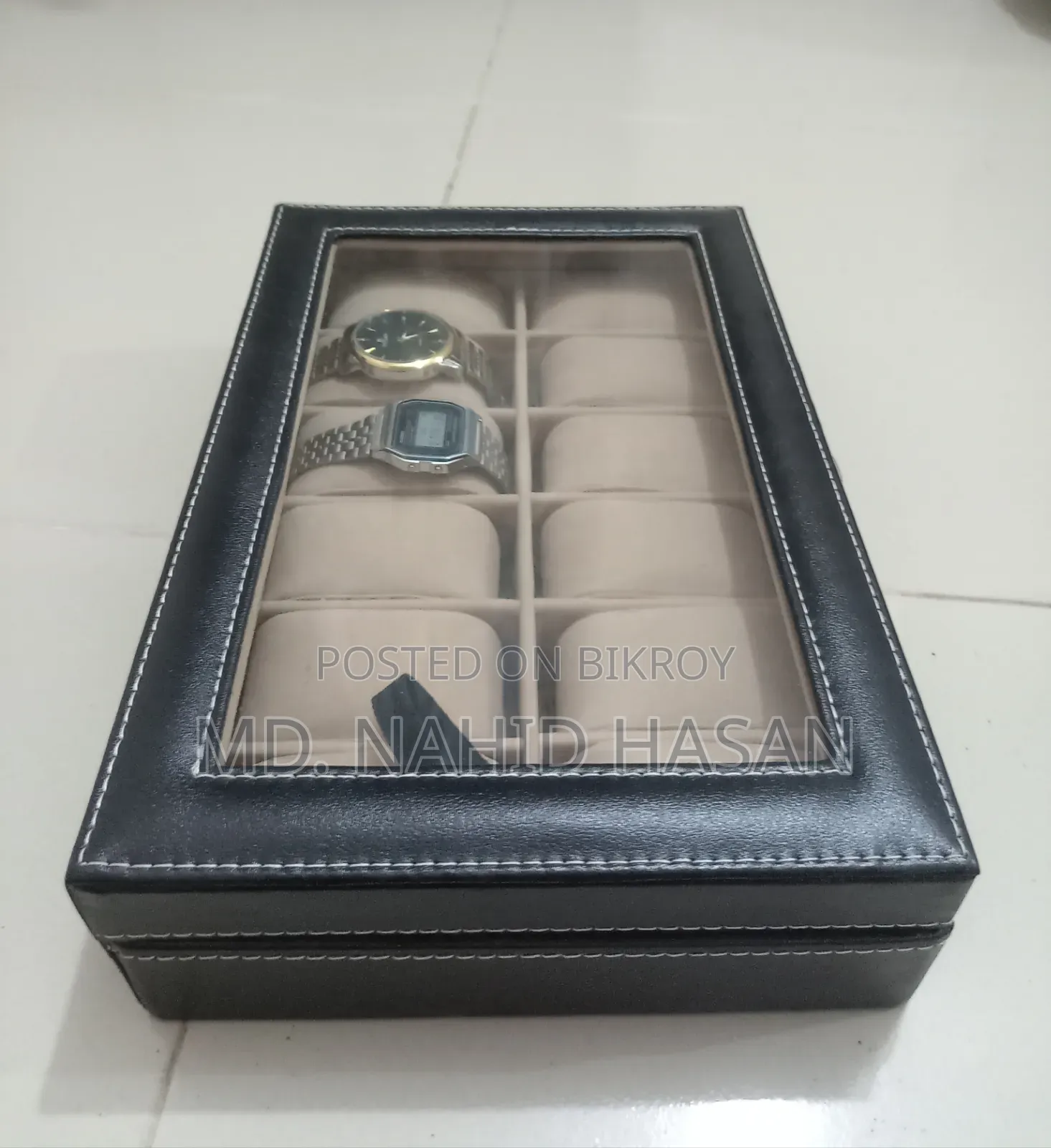 Premium PU Leather 12 Slot Watch Storage Box and Display Case