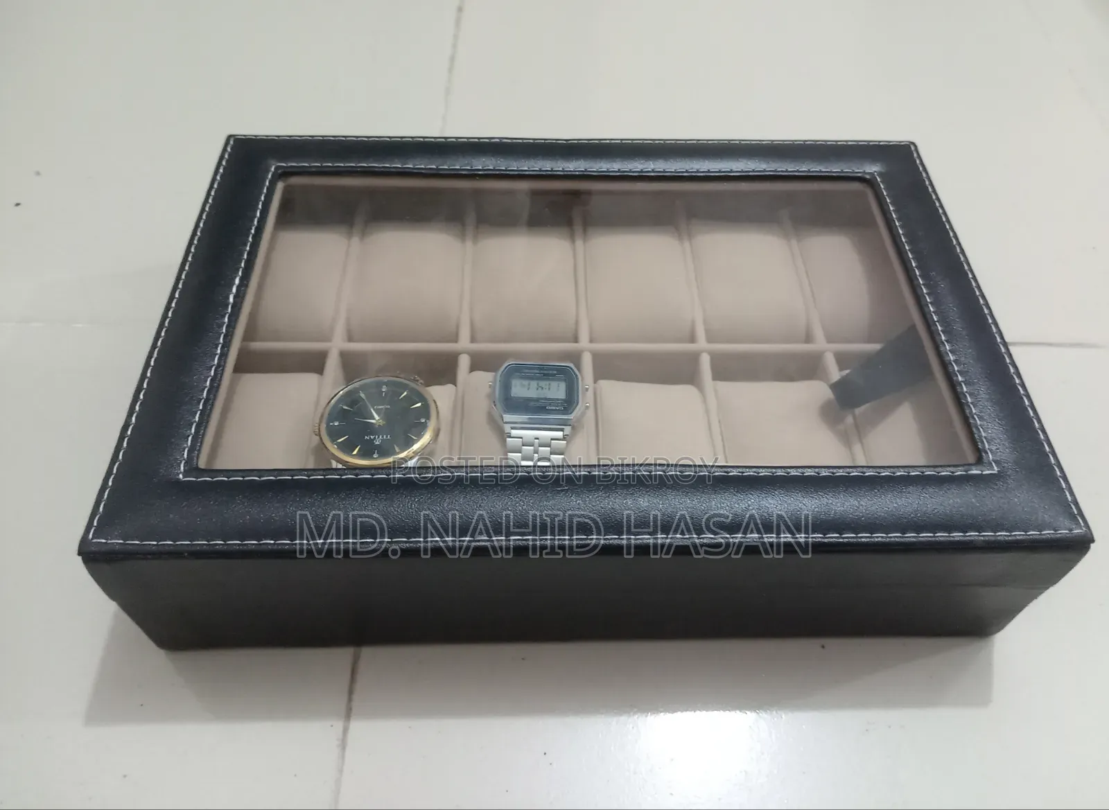 Premium PU Leather 12 Slot Watch Storage Box and Display Case