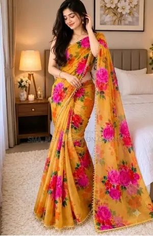 Premium Soft Georgette Saree With Pearl Work