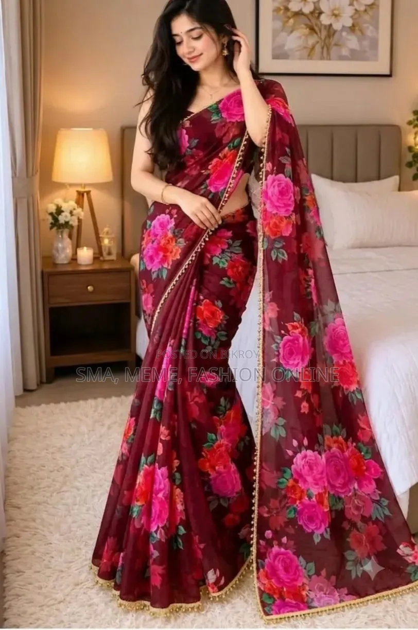 Premium Soft Georgette Saree With Pearl Work