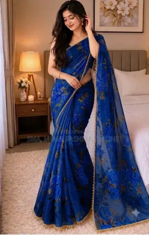 Premium Soft Georgette Saree With Pearl Work