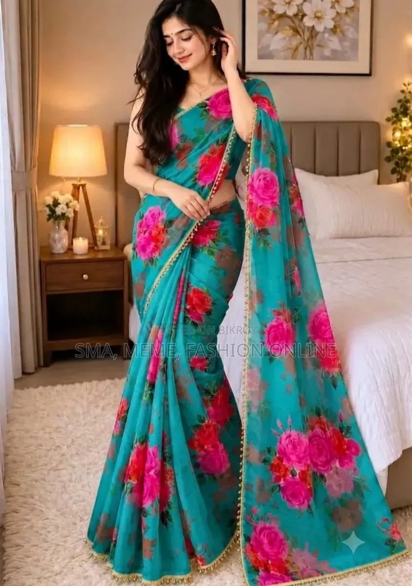 Premium Soft Georgette Saree With Pearl Work