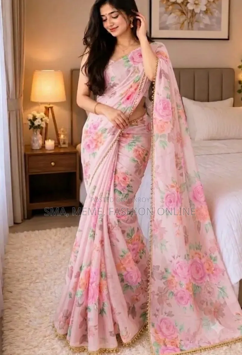 Premium Soft Georgette Saree With Pearl Work