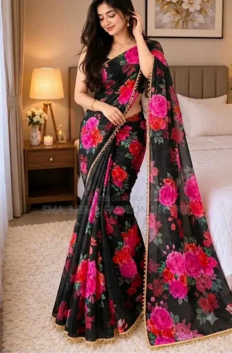 Premium Soft Georgette Saree With Pearl Work