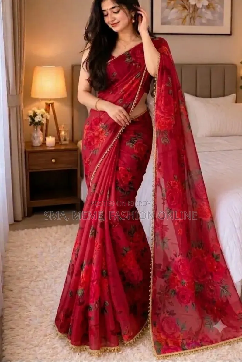 Premium Soft Georgette Saree With Pearl Work