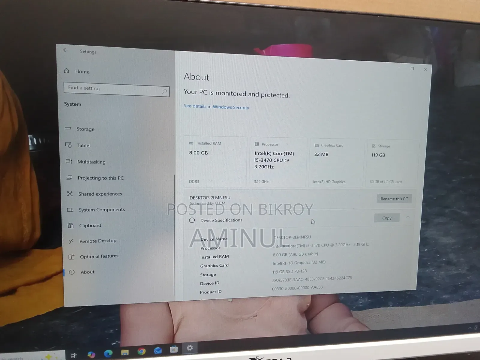 Desktop Computer Asus 8GB Intel Core i5 SSD 128GB