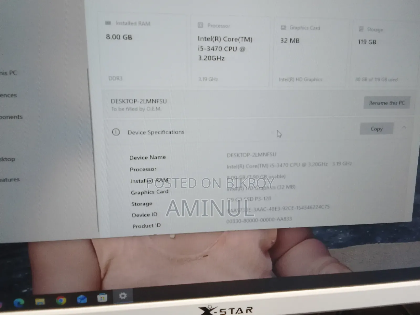 Desktop Computer Asus 8GB Intel Core i5 SSD 128GB