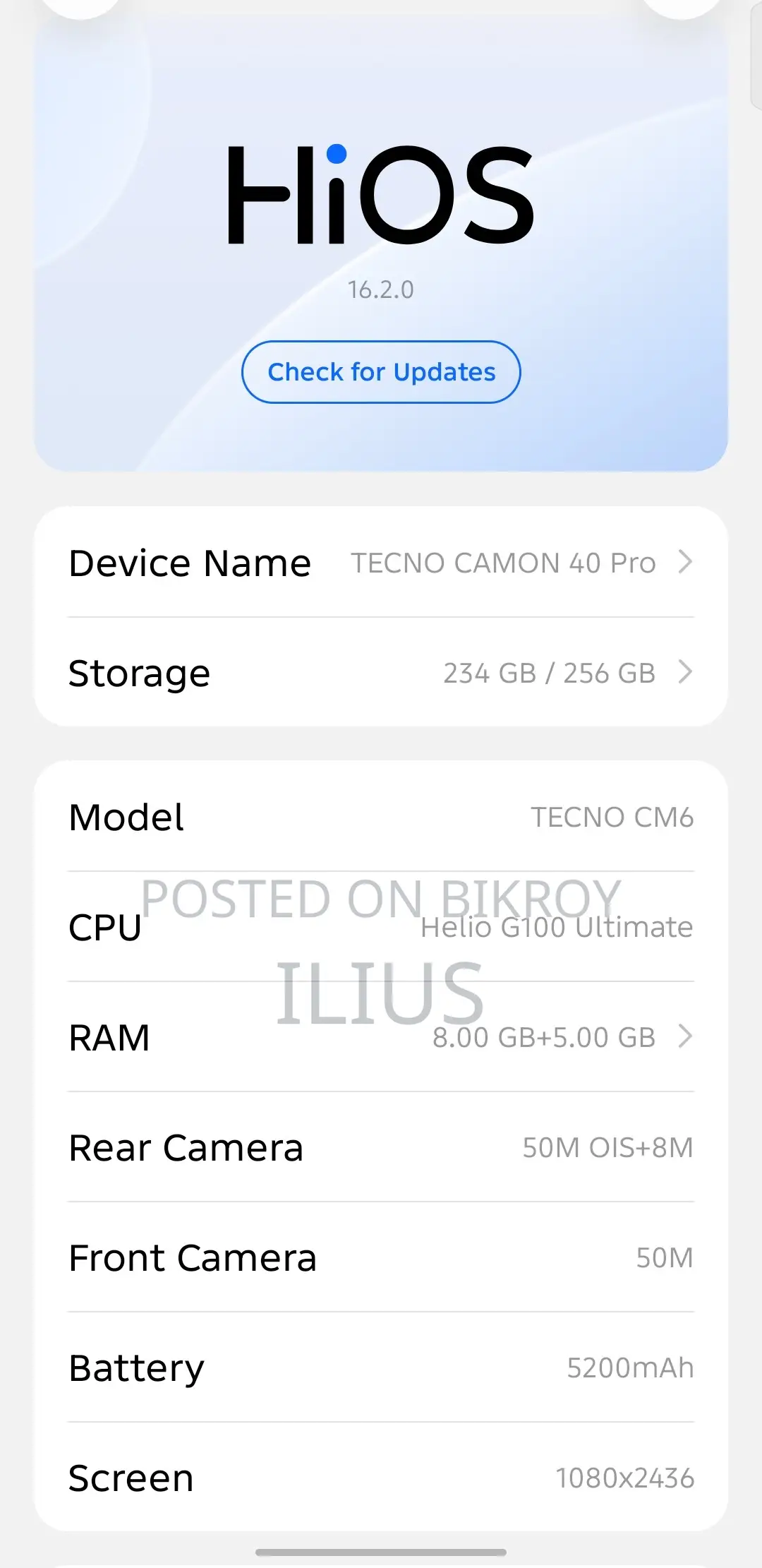 Tecno Camon 40 Pro 4G 256 GB Gray