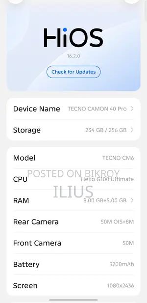 Tecno Camon 40 Pro 4G 256 GB Gray