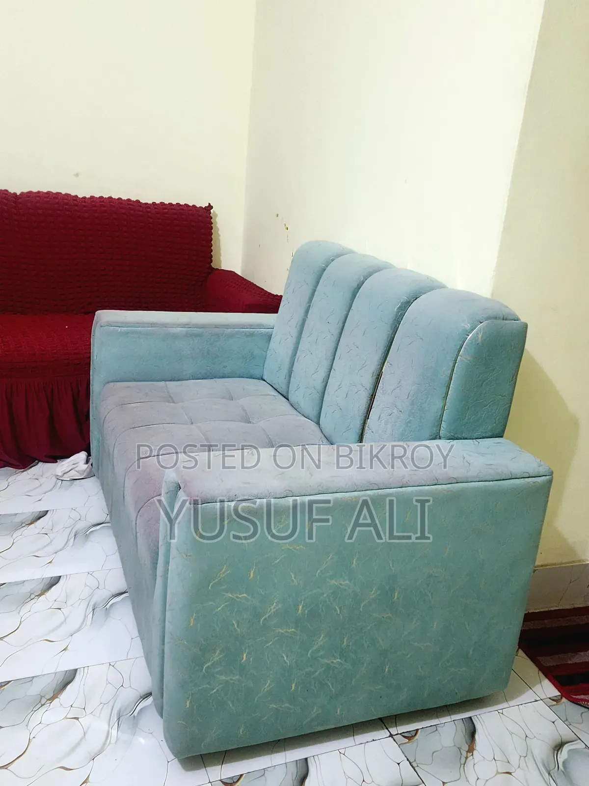 Regal 2-Seater Fabric Sofa (Sea Green)
