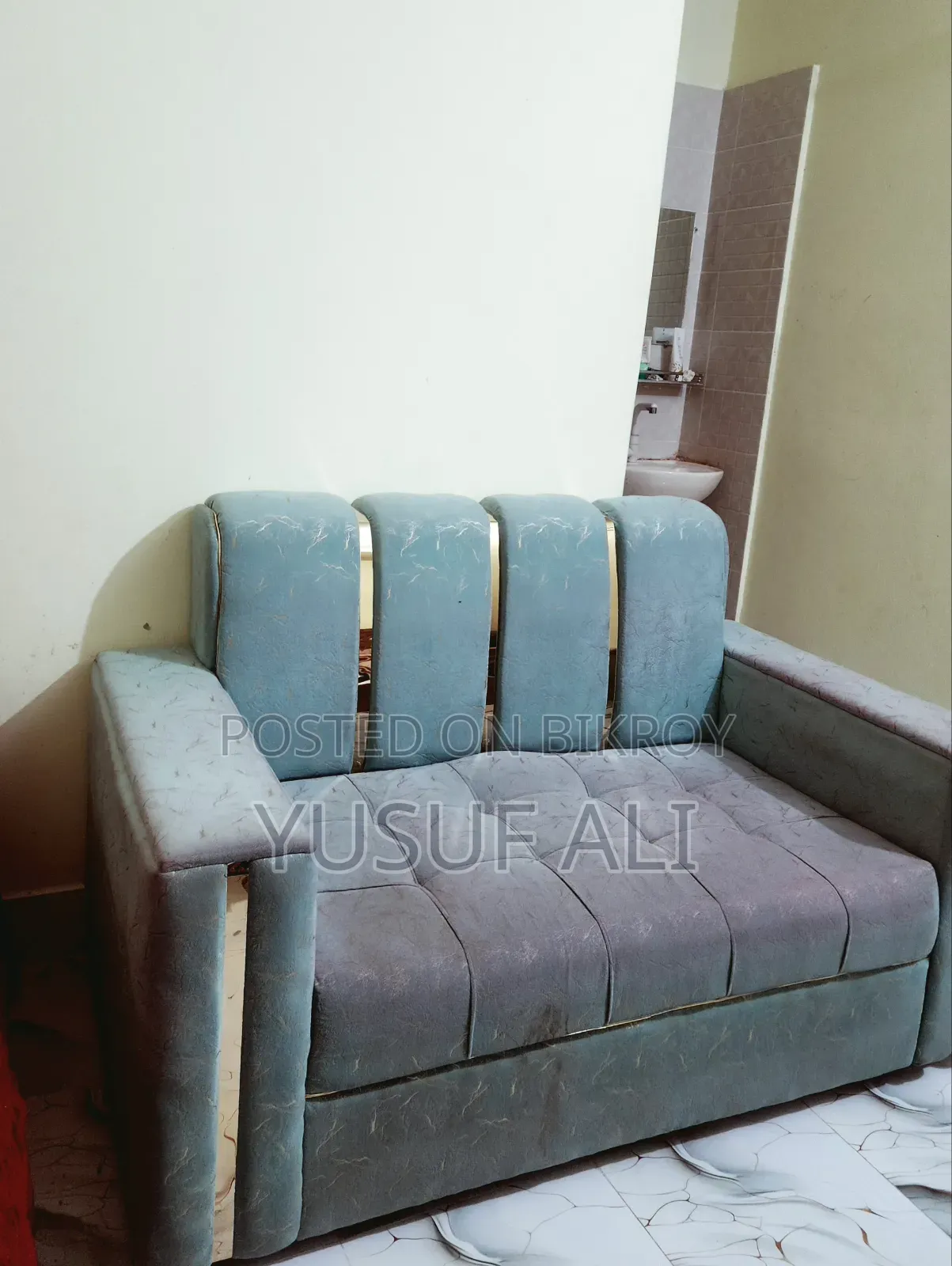 Regal 2-Seater Fabric Sofa (Sea Green)