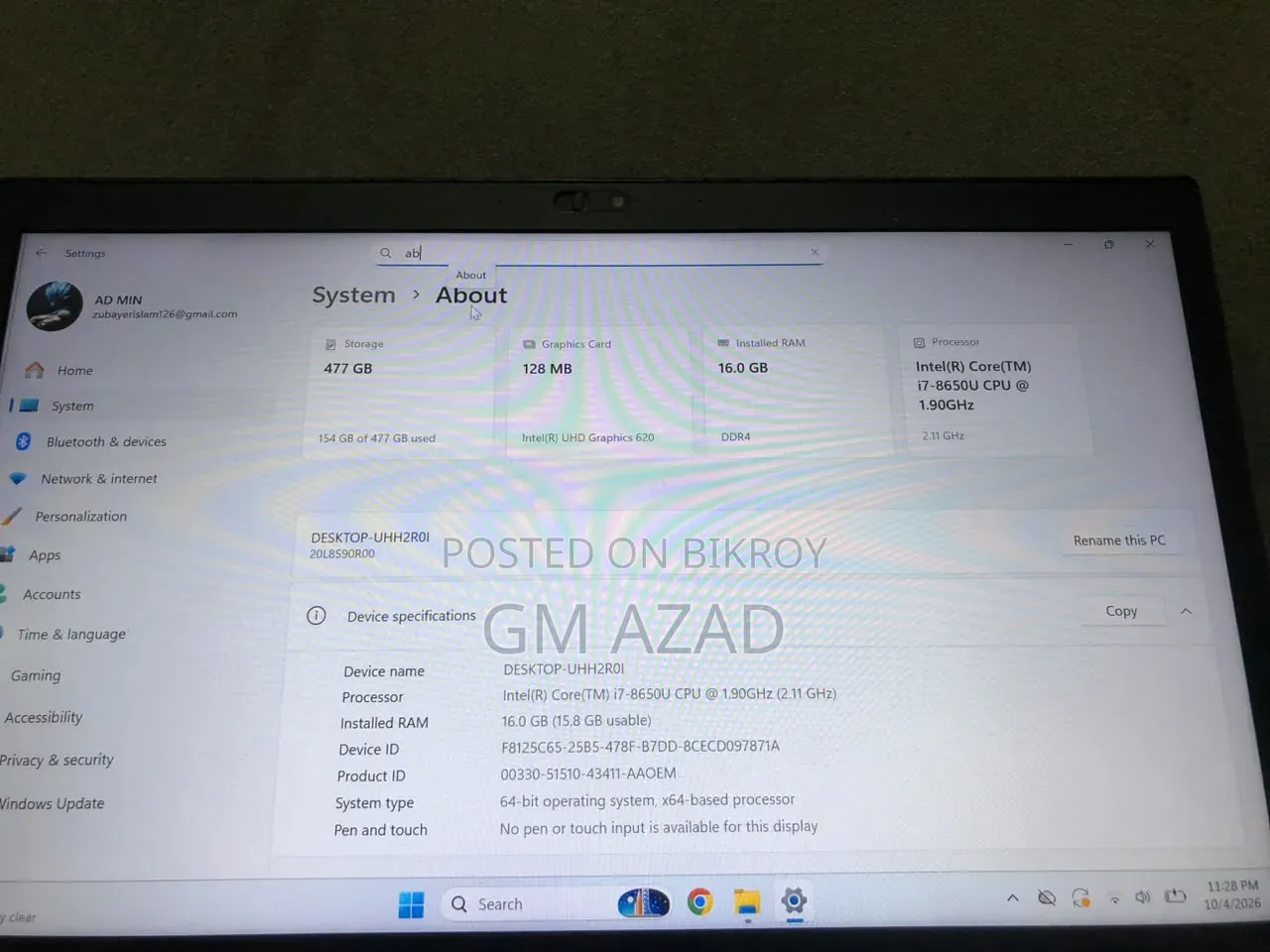 Laptop Lenovo ThinkPad T480s 16GB Intel Core i7 SSD 512GB