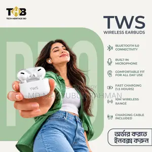 টিডাব্লিউএস ওয়্যারলেস ইয়ারবাডস | ব্লুটুথ ৫.০ | এইচডি মাইক | ফাস্ট চার্জিং