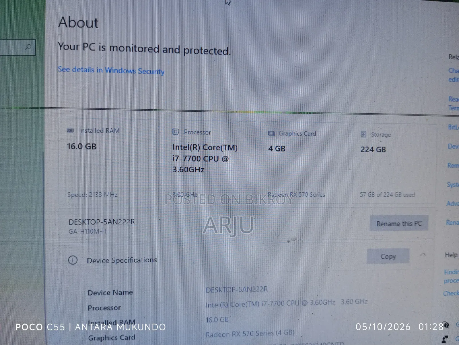 Desktop Computer Gigabyte 16GB Intel Core i7 SSD 256GB