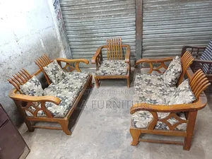 সেগুন কাঠ ৫ সিট সোফা উইথ ফোম