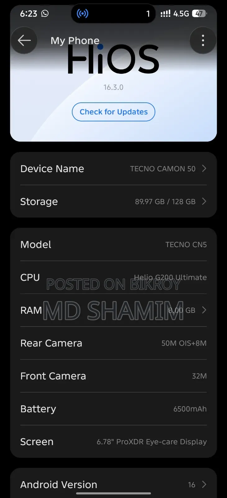 Tecno Camon 50 256 GB Blue