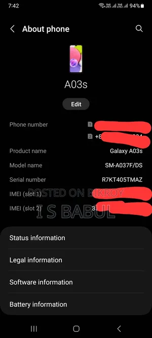 Samsung Galaxy A03s 64 GB Blue