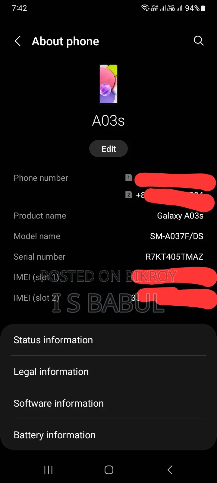 Samsung Galaxy A03s 64 GB Blue
