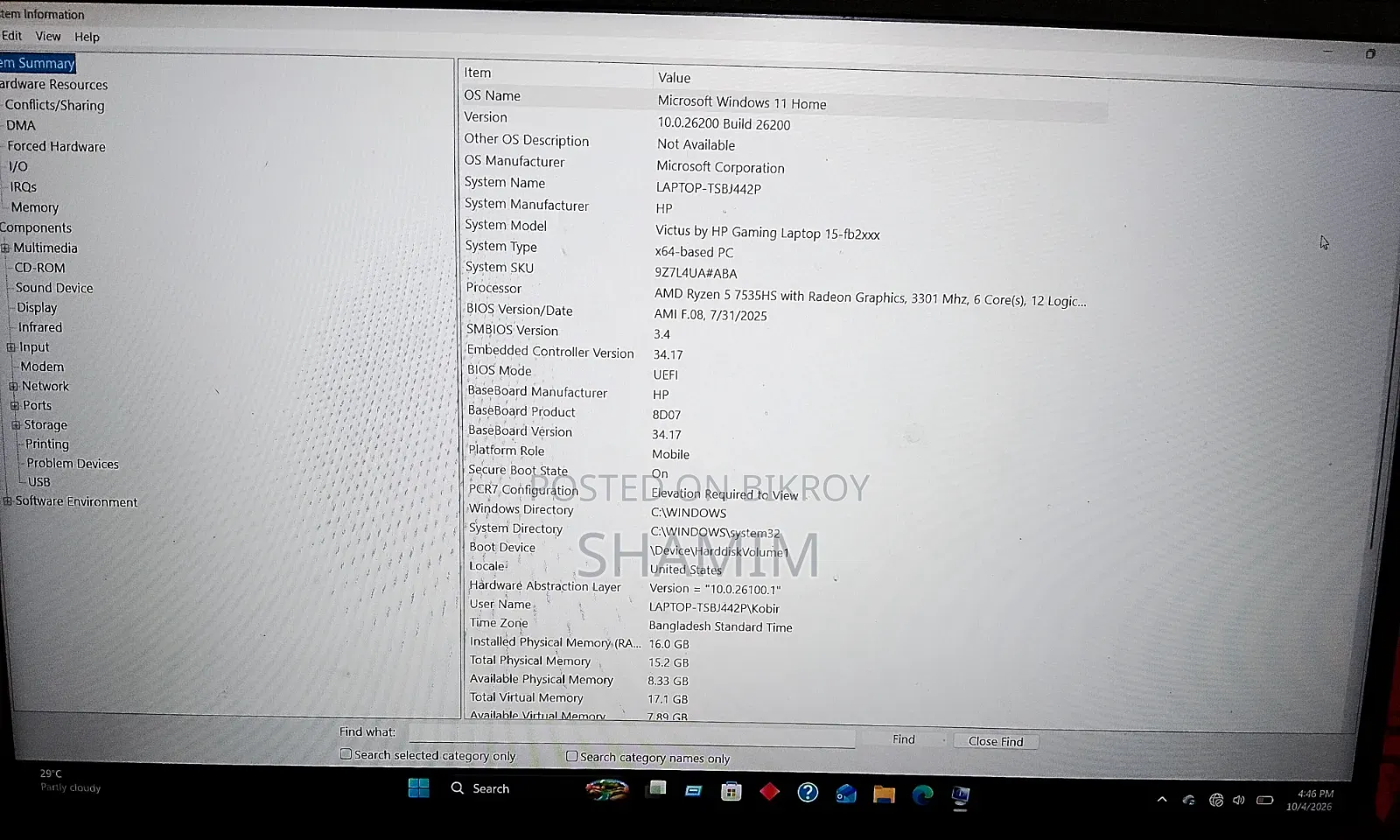 Laptop HP 15 16GB AMD Ryzen 5 HDD+SSD 500GB
