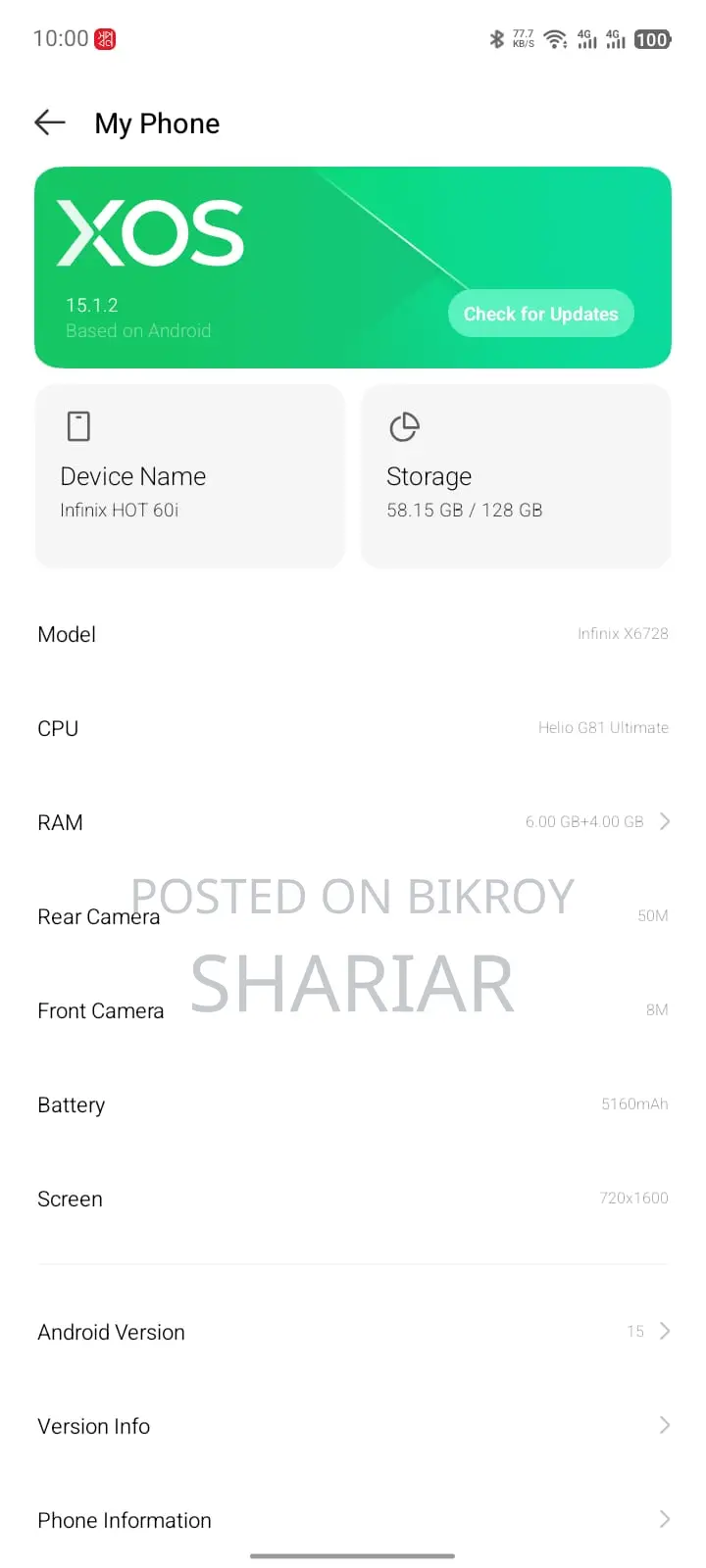 Infinix Hot 60i 128 GB Gray