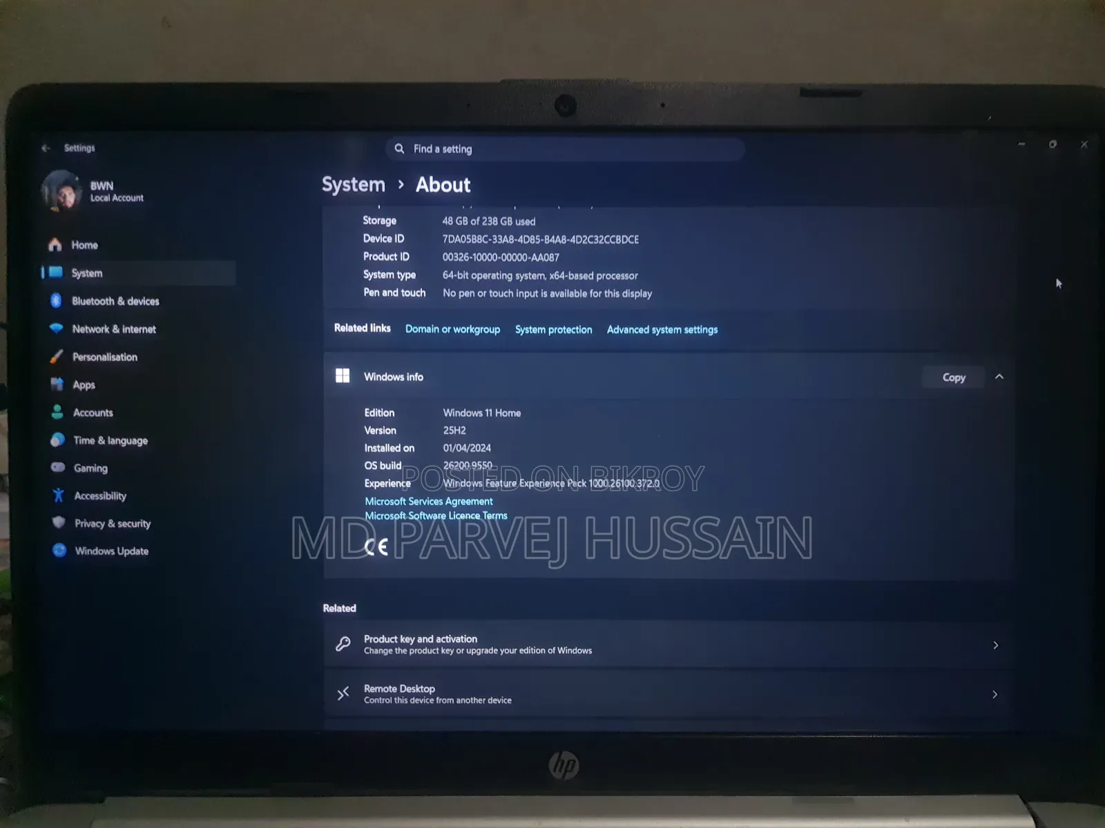 Laptop HP 15s 4GB Intel Core i3 SSD 256GB